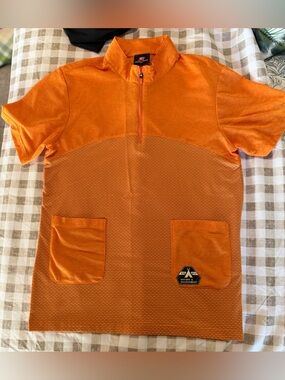 Point Zero Orange Short-Sleeve Half-Zip Pocket Tee-90